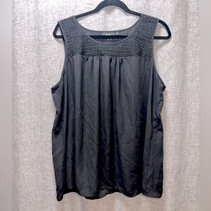 Women's Apt. 9 Black Eyelet Sleeveless Top 1X